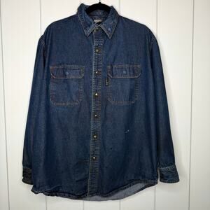 Black Stallion FR Denim Work Shirt Medium Snap Front Utility